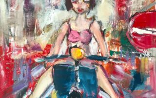 Mädchen fährt auf Roller Simone Hennig Malerei