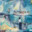 Frau am Hafen blickt auf Schiff Malerei Simone Hennig Sehnsucht